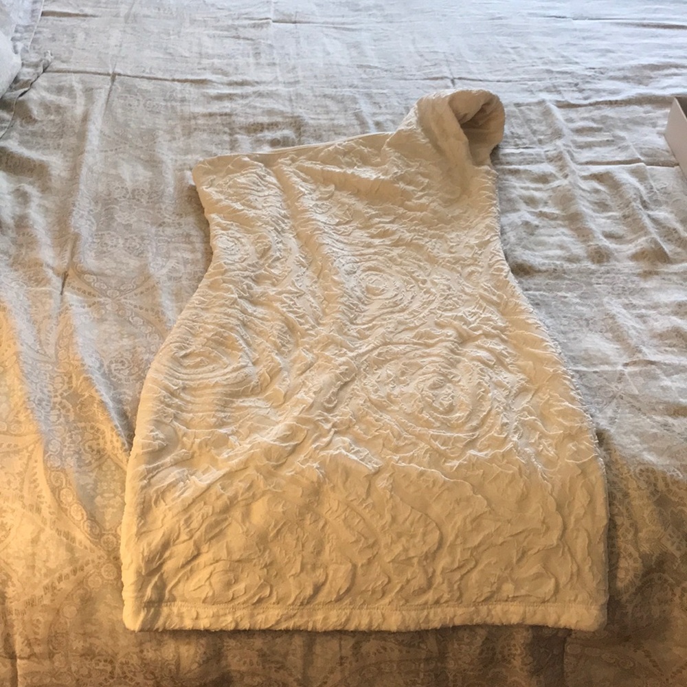 One shouldered white dress